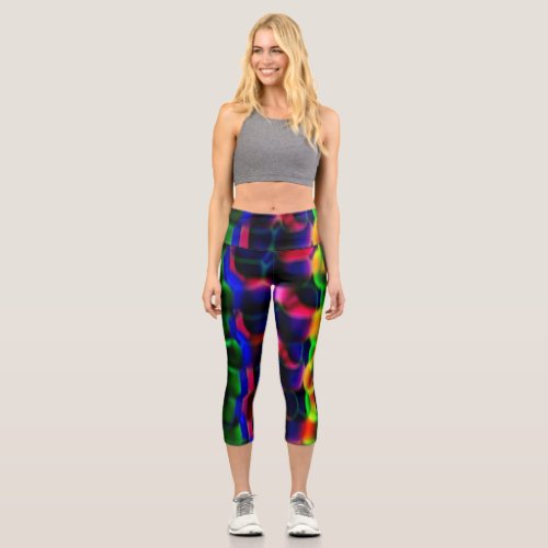 Multi_colored Abstract Pattern High Waist Capris