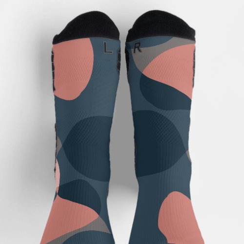 Multi colored abstract pink gray blue Crew Socks