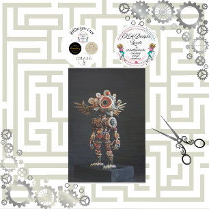 Multi colored abstract robot decoupage tissue paper