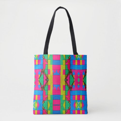 Multi Colored African Kente Pink Black Lady Design Tote Bag