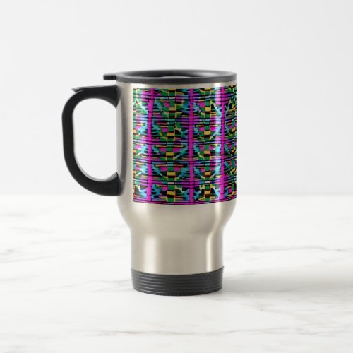 Multi Colored African Kente Purple Lines Design Travel Mug