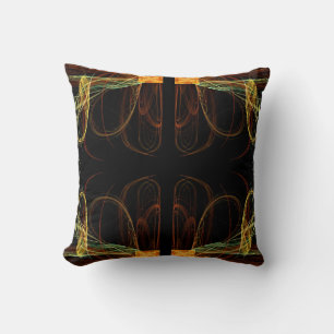 Multi Colored and Black Abstract Fractal Pillow