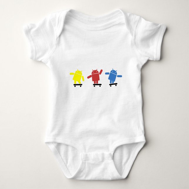Multi Colored Android Skateboarder Baby Bodysuit (Front)