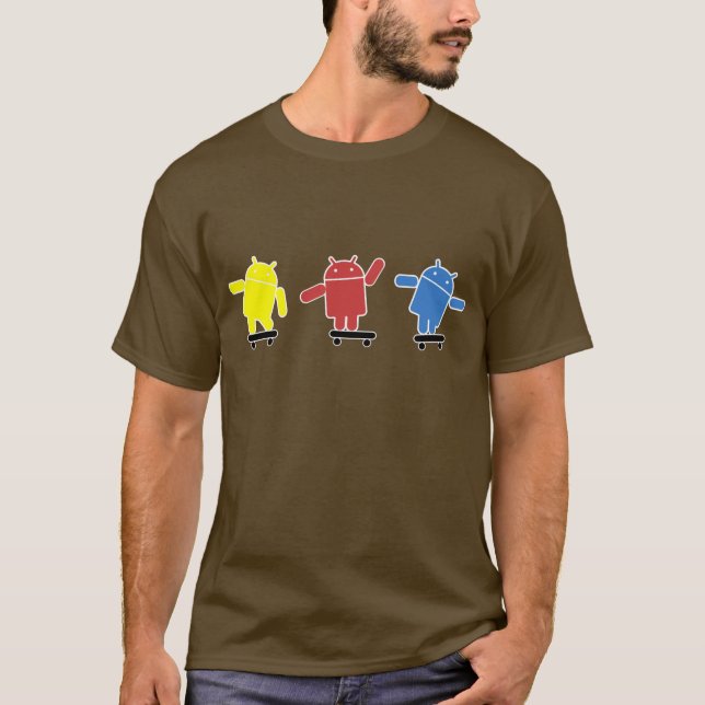Multi Colored Android Skateboarder T-Shirt (Front)