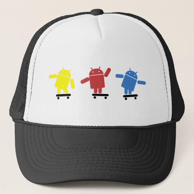 Multi Colored Android Skateboarder Trucker Hat (Front)