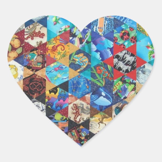 Multi Colored Arts Pattern Heart Sticker (Front)