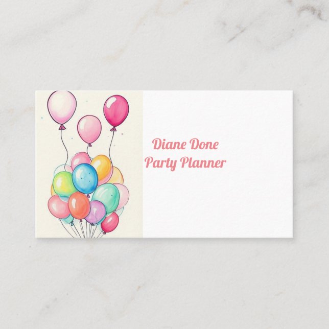 Multi Colored Balloons Business Card (Front)