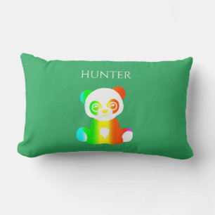 MULTI COLORED bear child pillow, custom name. Lumbar Pillow