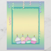 Multi-colored Birthday Cupcakes Letterhead (Front)