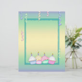 Multi-colored Birthday Cupcakes Letterhead (Standing Front)