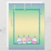 Multi-colored Birthday Cupcakes Letterhead (Front/Back)