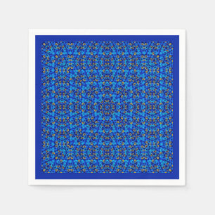 Multi-colored blue ornament abstract napkins
