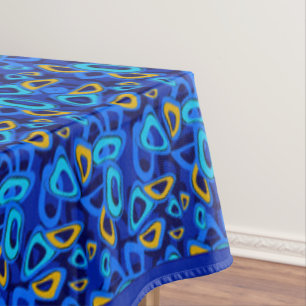 Multi-colored blue ornament abstract tablecloth