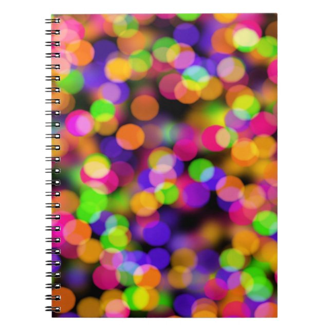 Multi-Colored Bokeh Lights Notebook (Front)