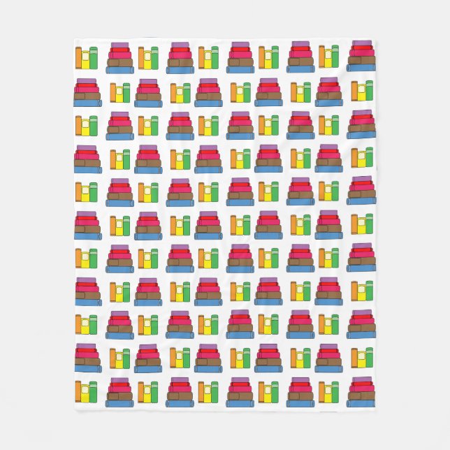 Multi-Colored Book Pattern Fleece Blanket (Front)