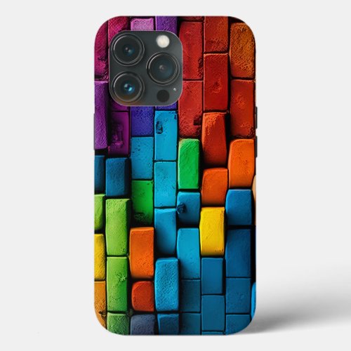 Multi Colored Brick Wall Painting iPhone 13 Pro Case