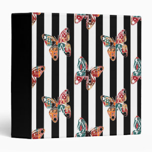 Multi-colored butterfly 3 ring binder