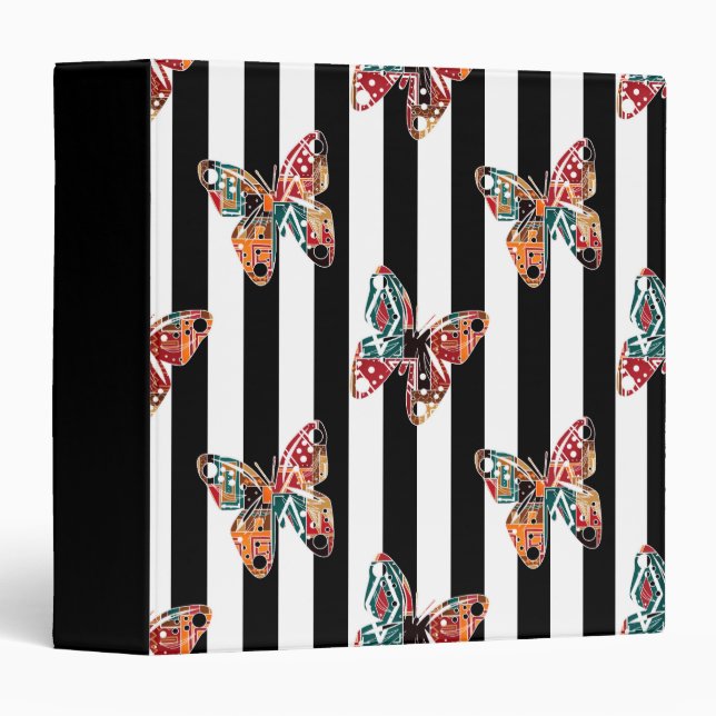Multi-colored butterfly 3 ring binder (Front/Spine)