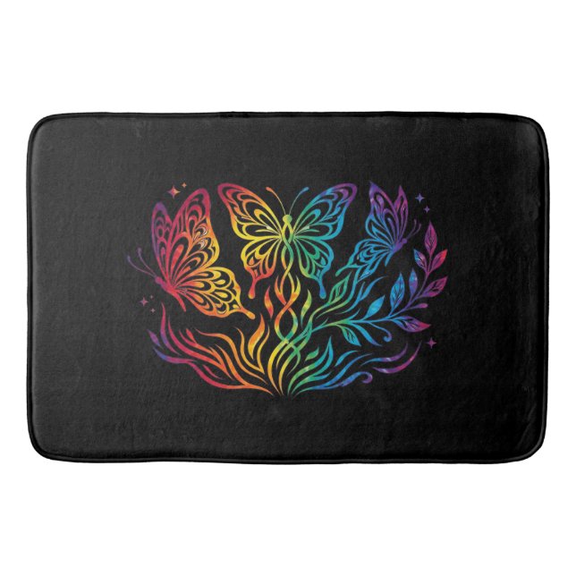 Multi Colored Butterfly Bath Mat (Front)