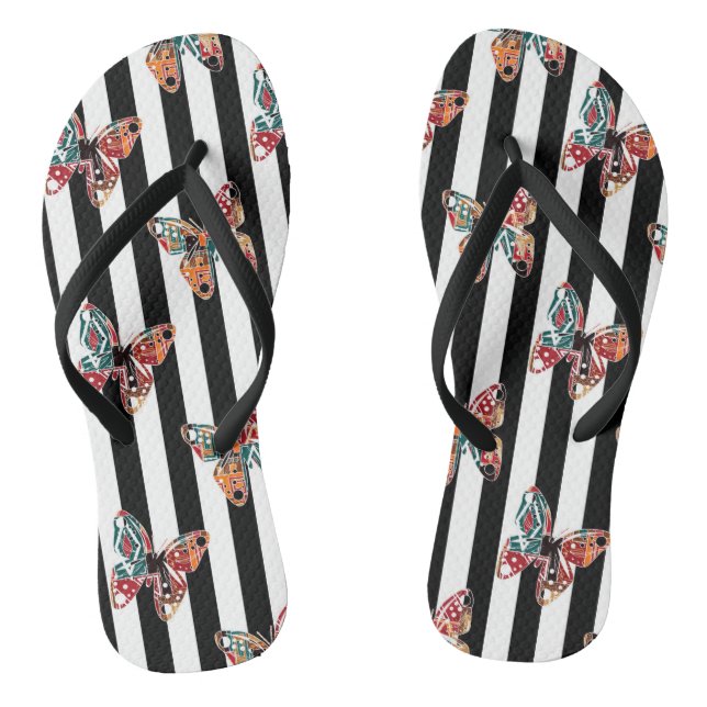 Multi-colored butterfly flip flops (Footbed)