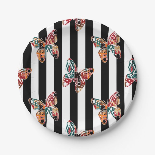 Multi-colored butterfly paper plates (Front)