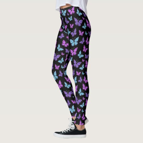 Multi_colored butterfly pattern leggings