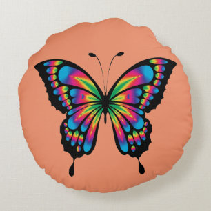 Multi Colored Butterfly Round Pillow