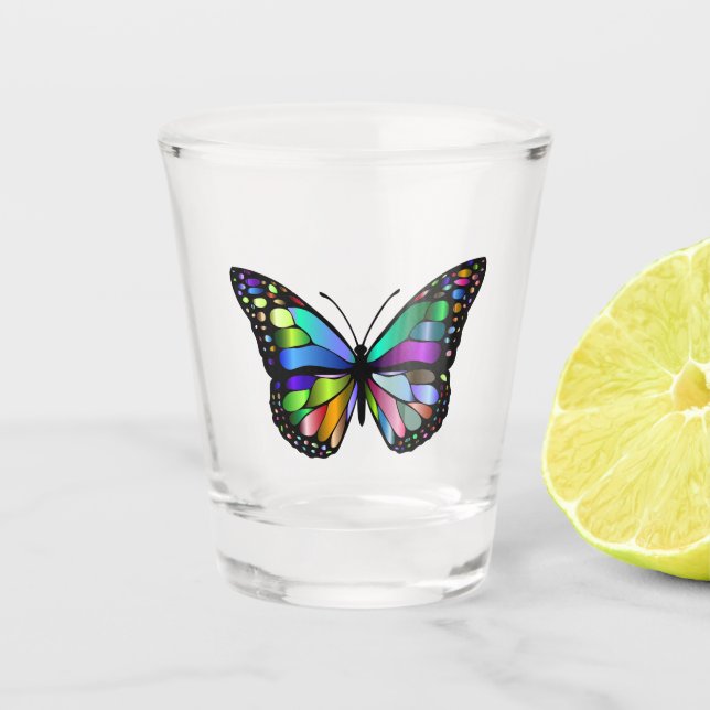 Multi-colored Butterfly Shot Glass (Front)