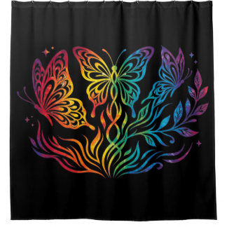 Multi Colored Butterfly Shower Curtain