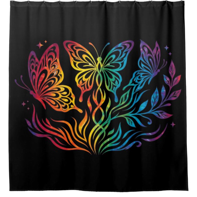 Multi Colored Butterfly Shower Curtain (Front)