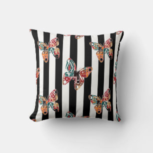 Multi-colored butterfly throw pillow