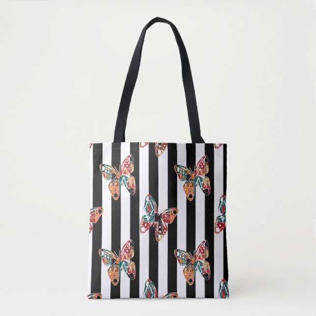Multi-colored butterfly tote bag (Front)