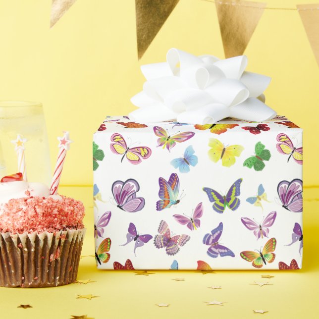 Multi-colored Butterfly Wrapping Paper (Birthday Party)