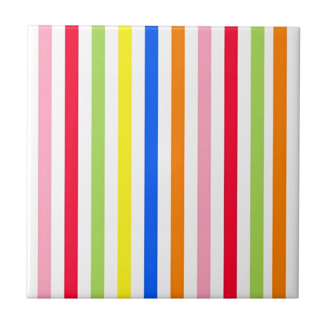 Multi Colored Candy Stripes Ceramic Tile (Front)