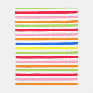 Multi Colored Candy Stripes Fleece Blanket
