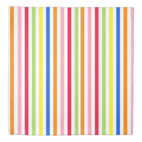 Multi Colored Candy Stripes Queen Size Duvet Cover