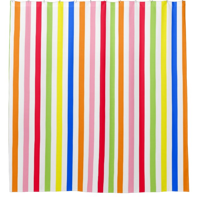 Multi Colored Candy Stripes Shower Curtain (Front)
