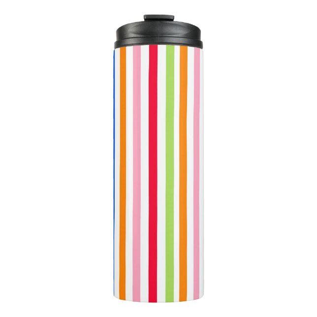 Multi Colored Candy Stripes Thermal Tumbler (Front)