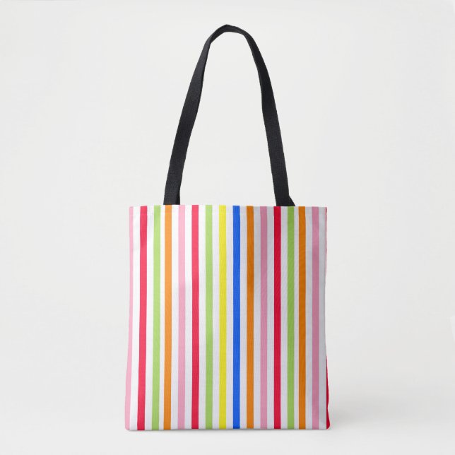 Multi Colored Candy Stripes Tote Bag (Front)