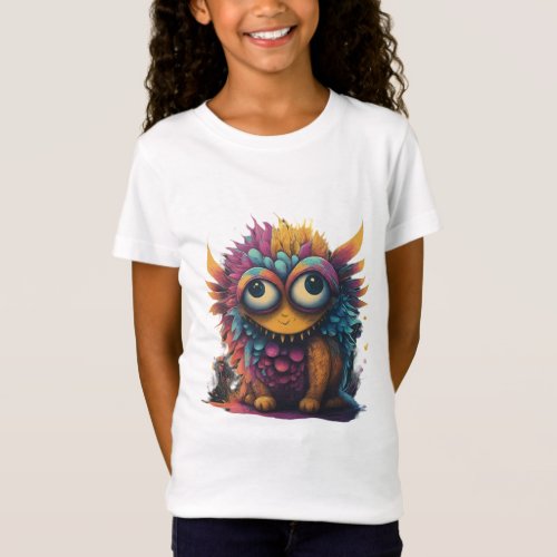 Multi_colored Caricature Kids Girls T_Shirt