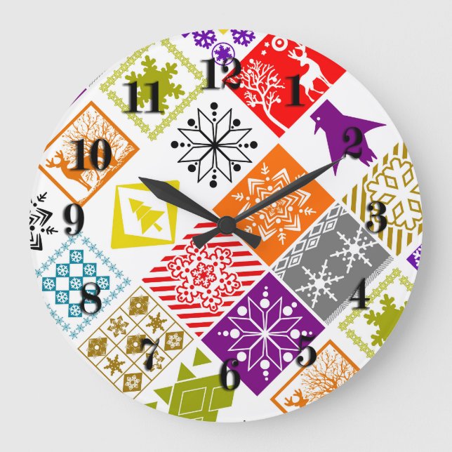 Multi-colored Christmas Large Clock (Front)