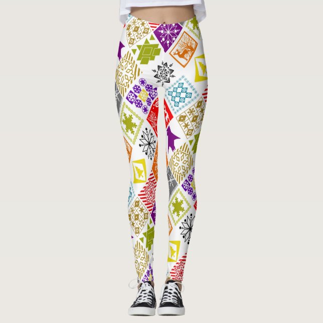 Multi-colored Christmas Leggings (Front)