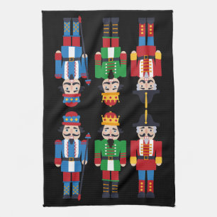 Multi-colored Christmas Nutcrackers Kitchen Towel