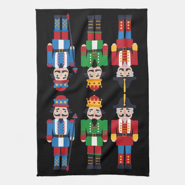 Multi-colored Christmas Nutcrackers Kitchen Towel (Vertical)