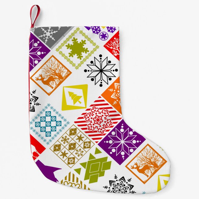 Multi-colored Christmas Small Christmas Stocking (Front)