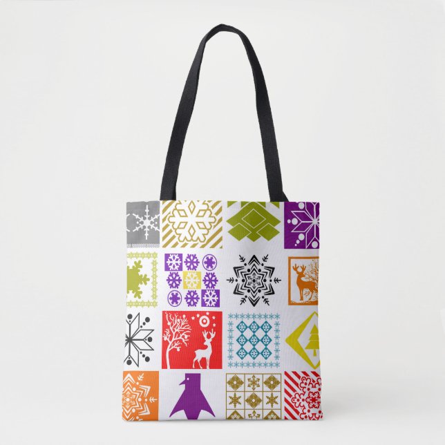 Multi-colored Christmas Tote Bag (Front)
