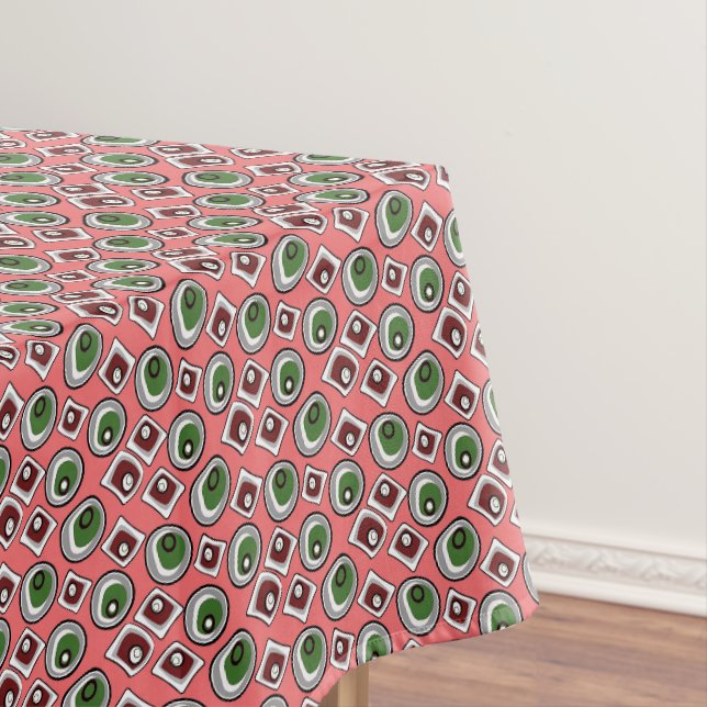 Multi-colored circles and retro sixties  tablecloth (In Situ)
