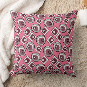Multi-colored circles and rings retro sixties throw pillow