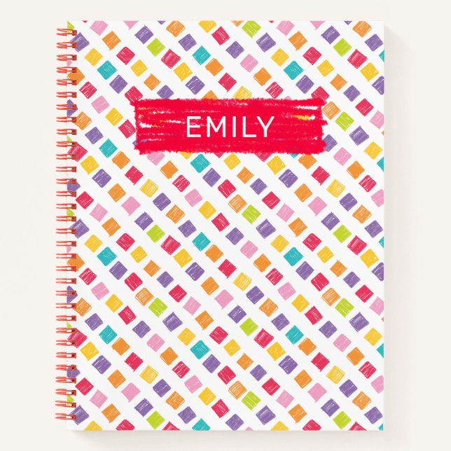 Multi-Colored Crayon Squares Pattern Notebook (Front)