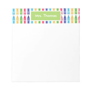 Multi Colored Crayons Personalized Notepad